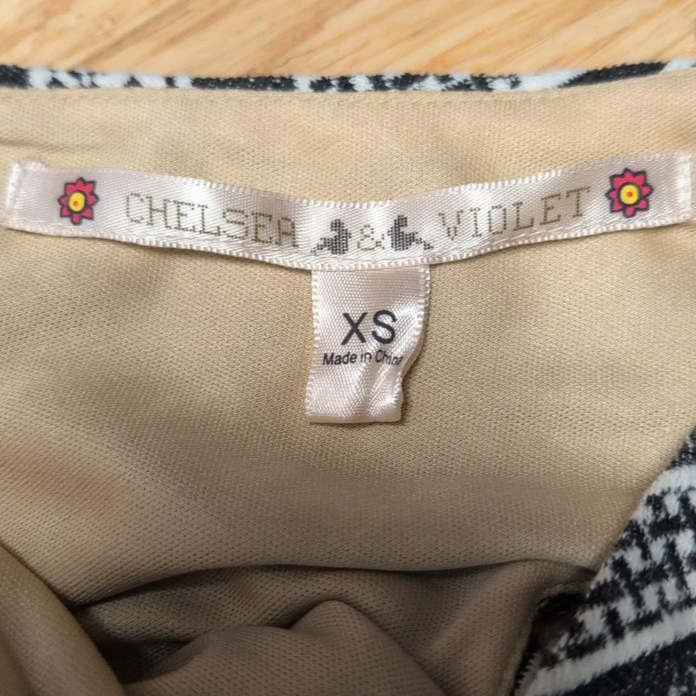 Chelsea & Violet Black and Tan Chevron Tank Dress Size XS